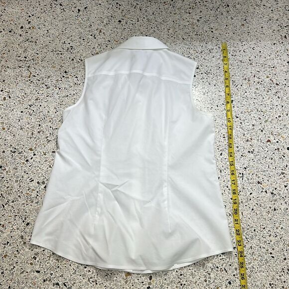 Talbots white button up down sleeveless top shirt 4P petite wrinkle resistant - Picture 5 of 5